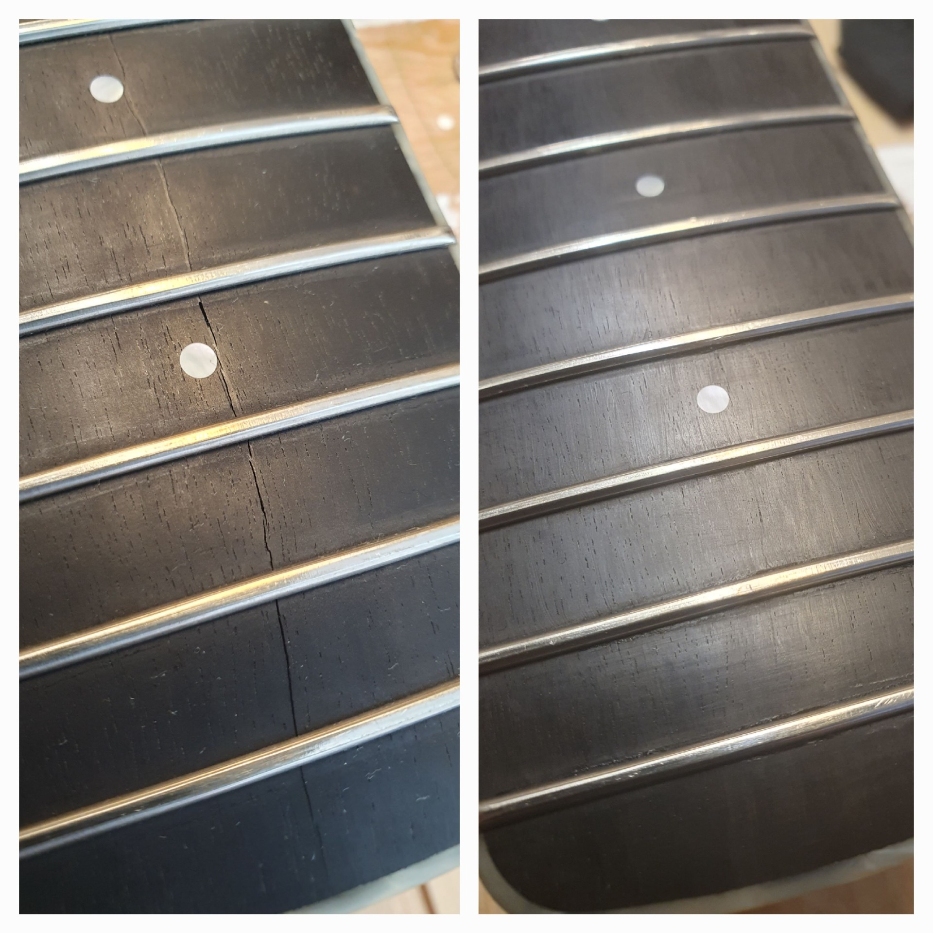 Lagning av spricka i ebenholtzbrädan 